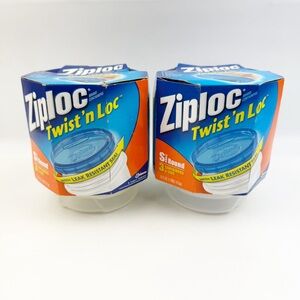 TWO 3 Pack Small Round Ziploc Twist n Lock Plastic Containers Lids 16 oz *Read